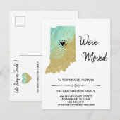 *~* STATE INDIANA Nieuw Adres Bewegend Aankondigingskaart (Voorkant / Achterkant)