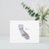 State-kaart van Blue & Gold California Briefkaart (Staand voorkant)