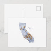 State-kaart van Blue & Gold California Briefkaart (Voorkant / Achterkant)
