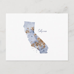 State-kaart van Blue & Gold California Briefkaart