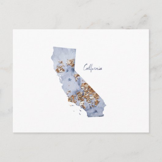 State-kaart van Blue & Gold California Briefkaart (Voorkant)