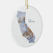 State-kaart van Blue & Gold California Keramisch Ornament (Rechts)