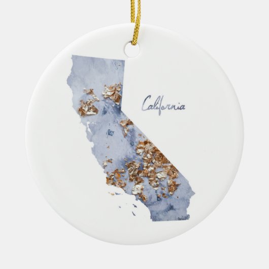 State-kaart van Blue & Gold California Keramisch Ornament (Voorkant)