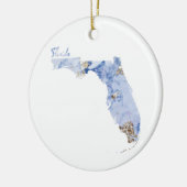 State-kaart van Blue & Gold Florida Keramisch Ornament (Links)