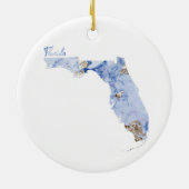 State-kaart van Blue & Gold Florida Keramisch Ornament (Achterkant)