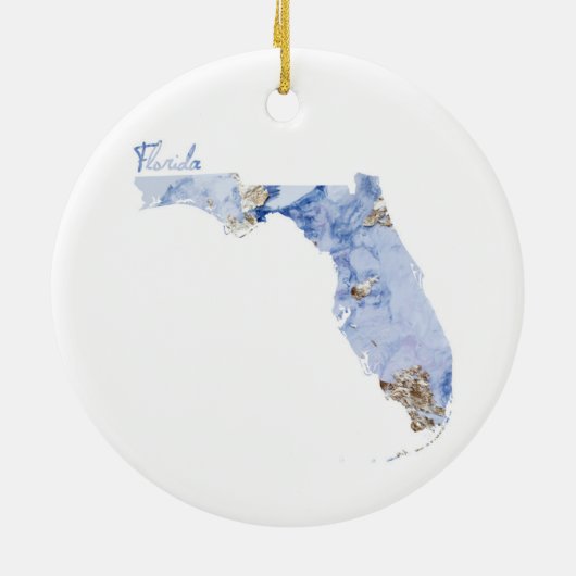State-kaart van Blue & Gold Florida Keramisch Ornament (Achterkant)