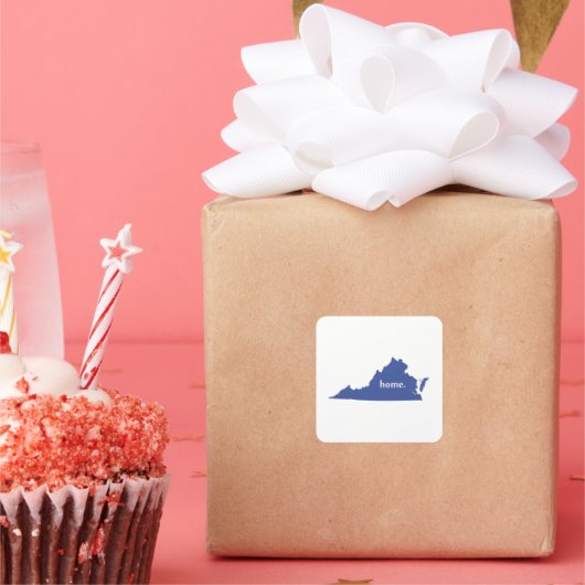 State-kaart van Virginia home-silhouette Vierkante Sticker (Feest)