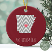 State Map Arkansas met Custom Red Heart en Name Keramisch Ornament
