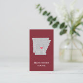 State Map Arkansas met Custom Red Heart en Name Visitekaartje (Staand voorkant)