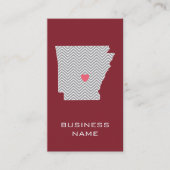 State Map Arkansas met Custom Red Heart en Name Visitekaartje (Voorkant)