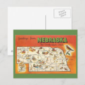 State Map Nebraska Briefkaart (Voorkant / Achterkant)