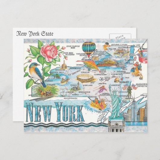 state map new york briefkaart (Voorkant / Achterkant)