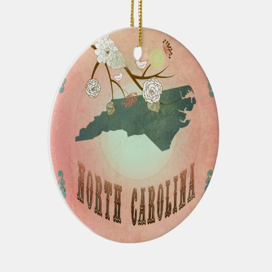 State Map North Carolina - Pastel Peach Keramisch Ornament (Rechts)