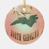 State Map North Carolina - Pastel Peach Keramisch Ornament (Voorkant)