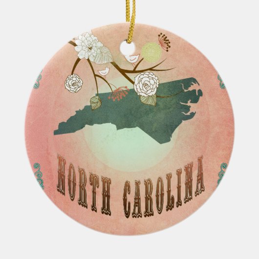 State Map North Carolina - Pastel Peach Keramisch Ornament (Voorkant)