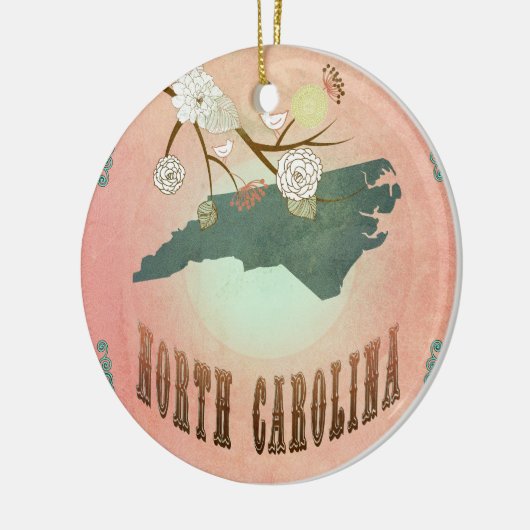  State Map North Carolina - Pastel Peach Keramisch Ornament (Links)