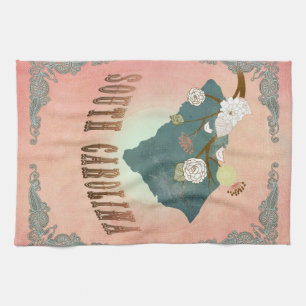  State Map South Carolina - Pastel Peach Theedoek