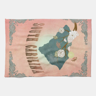  State Map South Carolina - Pastel Peach Theedoek