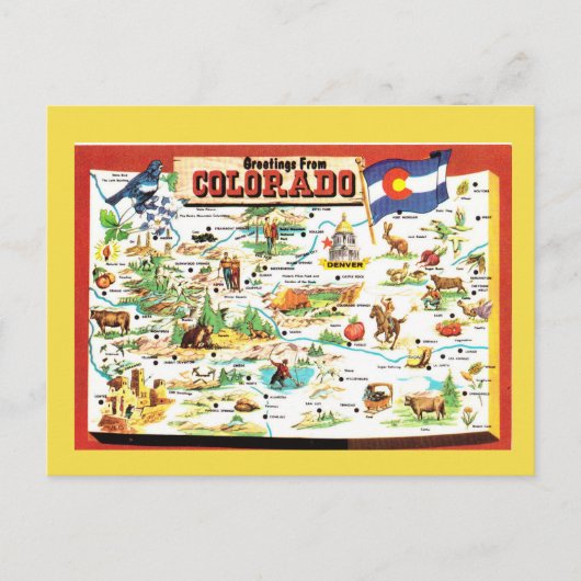 State Map van Colorado Briefkaart (Voorkant)
