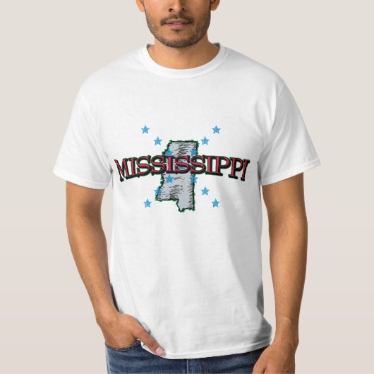 State Map van Mississippi T-shirt (Voorkant)