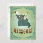 State Map van Missouri - groen Briefkaart (Voorkant / Achterkant)