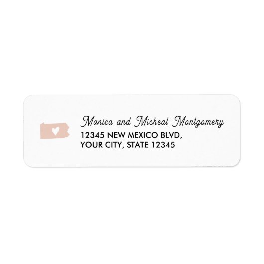 State Map van PENNSYLVANIA met hart - ELK KLEUR Etiket (Voorkant)