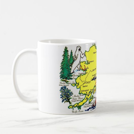State of Alaska Map Postcard Mug Koffiemok (Links)