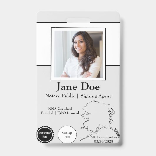 State of Alaska Notary Public Badge met QR-code (Front)