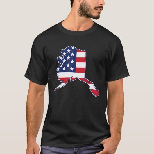 State of Alaska USA American Flag Patriotic T-shirt (Voorkant)