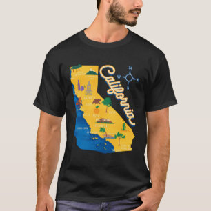 State of California Republic Kaart Landmark US Cal T-shirt