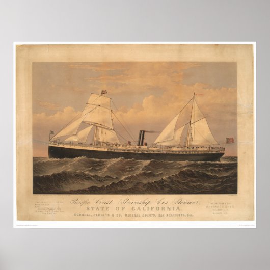 "State of California" Steamer (1275A) Poster (Voorkant)