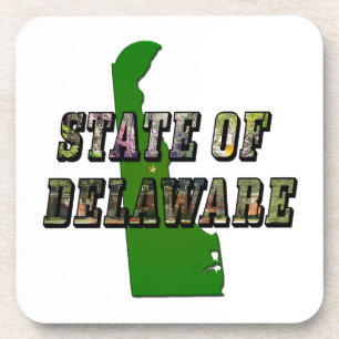 State of Delaware Afbeelding Tekst en kaart overzi Bier Onderzetter