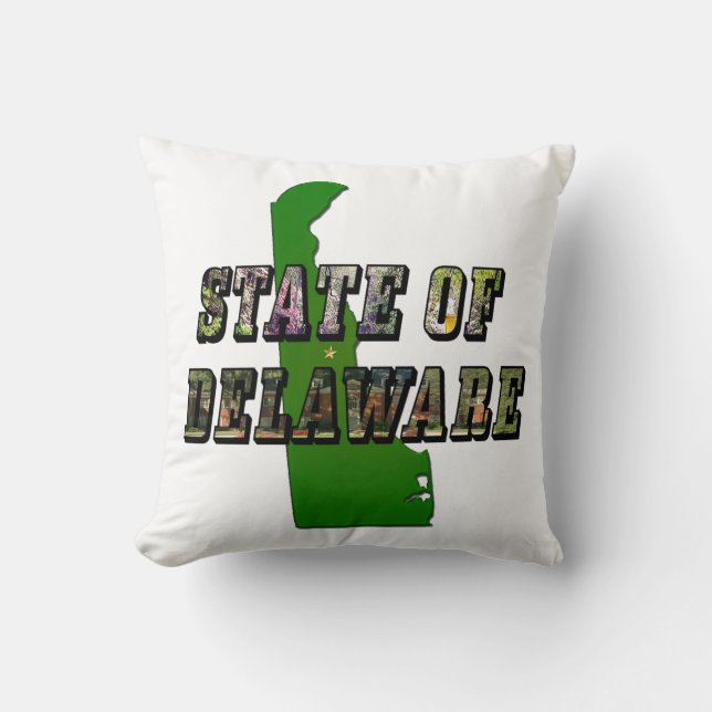 State of Delaware Afbeelding Tekst en kaart overzi Kussen (Voorkant)