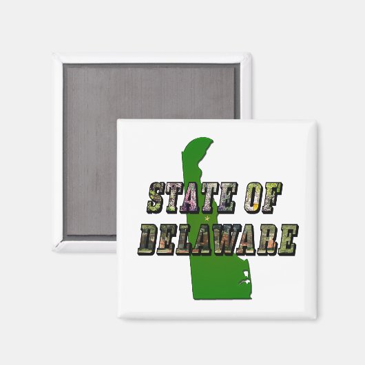 State of Delaware Afbeelding Tekst en kaart overzi Magneet (Voorkant / Achterkant)