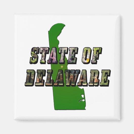 State of Delaware Afbeelding Tekst en kaart overzi Magneet (Voorkant)