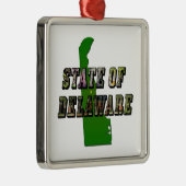 State of Delaware Afbeelding Tekst en kaart overzi Metalen Ornament (Rechts)
