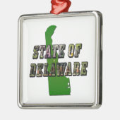 State of Delaware Afbeelding Tekst en kaart overzi Metalen Ornament (Links)