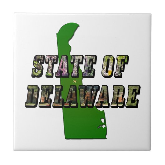 State of Delaware Afbeelding Tekst en kaart overzi Tegeltje (Voorkant)