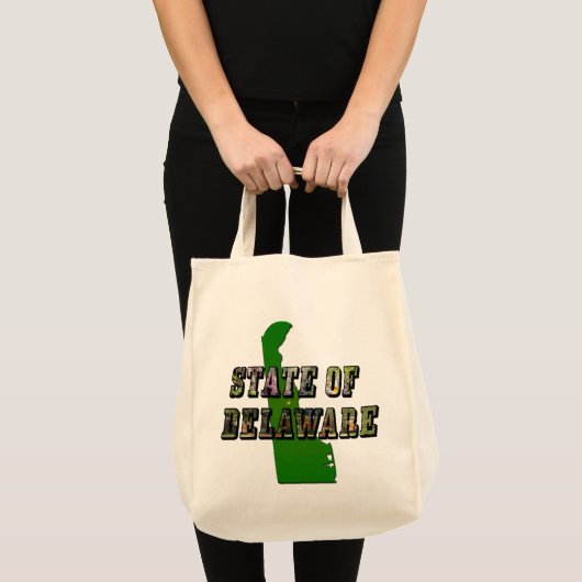 State of Delaware Afbeelding Tekst en kaart overzi Tote Bag (Voorkant (product))