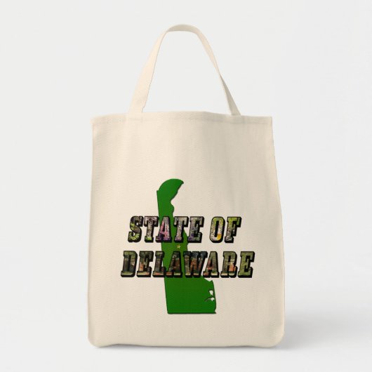 State of Delaware Afbeelding Tekst en kaart overzi Tote Bag (Voorkant)