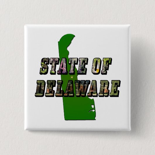 State of Delaware Afbeelding Tekst en kaart overzi Vierkante Button 5,1 Cm (Voorkant)