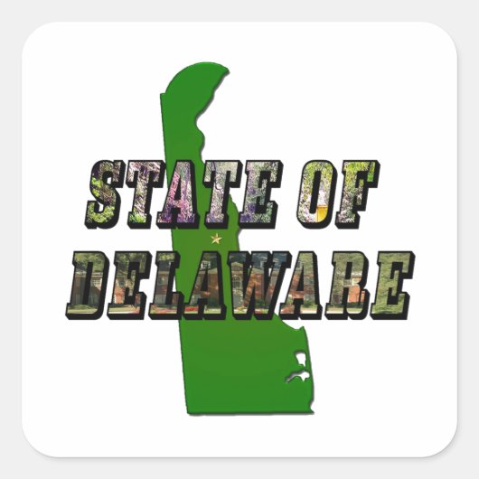 State of Delaware Afbeelding Tekst en kaart overzi Vierkante Sticker (Voorkant)