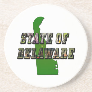 State of Delaware Afbeelding Tekst en kaart overzi Zandsteen Onderzetter