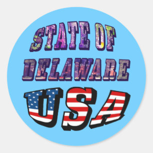 State of Delaware Verenigde Staten Foto's en vlagt Ronde Sticker