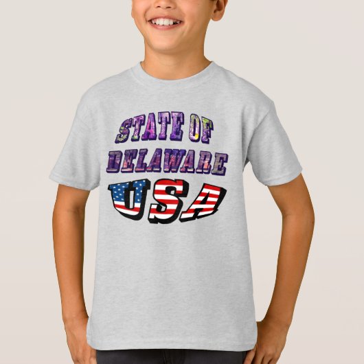 State of Delaware Verenigde Staten Foto's en vlagt T-shirt (Voorkant)