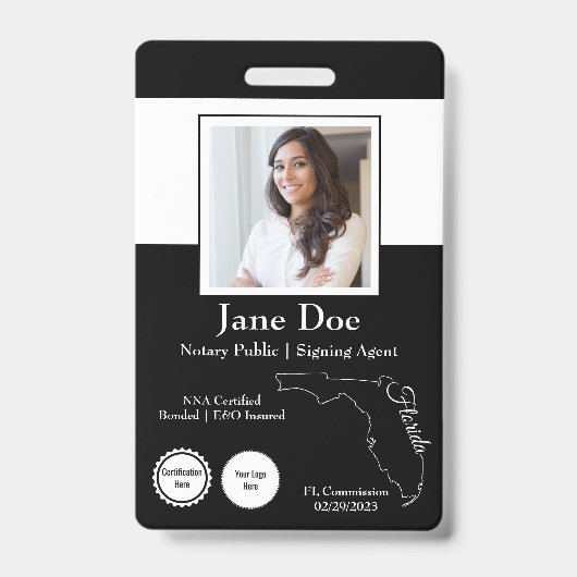 State of Florida Notary Public Badge met QR-code (Voorzijde)