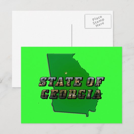 State of Georgia Kaart Omtrek en Afbeelding Tekst (Voorkant / Achterkant)