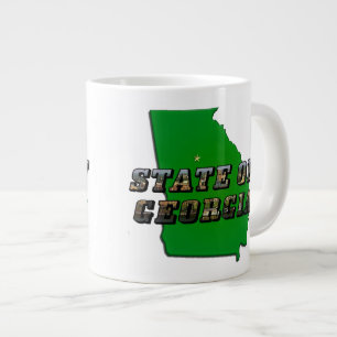 State of Georgia Kaart Omtrek en Afbeelding Tekst Grote Koffiekop