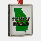 State of Georgia Kaart Omtrek en Afbeelding Tekst Metalen Ornament (Rechts)
