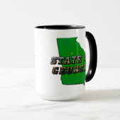 State of Georgia Kaart Omtrek en Afbeelding Tekst Mok (Voorkant rechts)